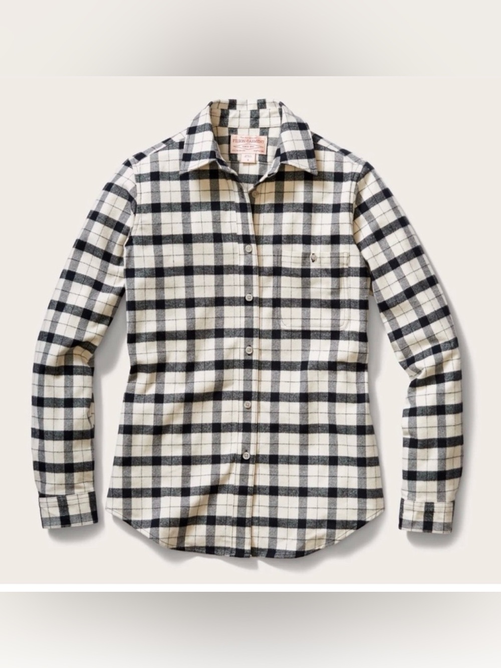 Like new! FILSON women’s black/cream check Alaskan Guide flannel shirt S
